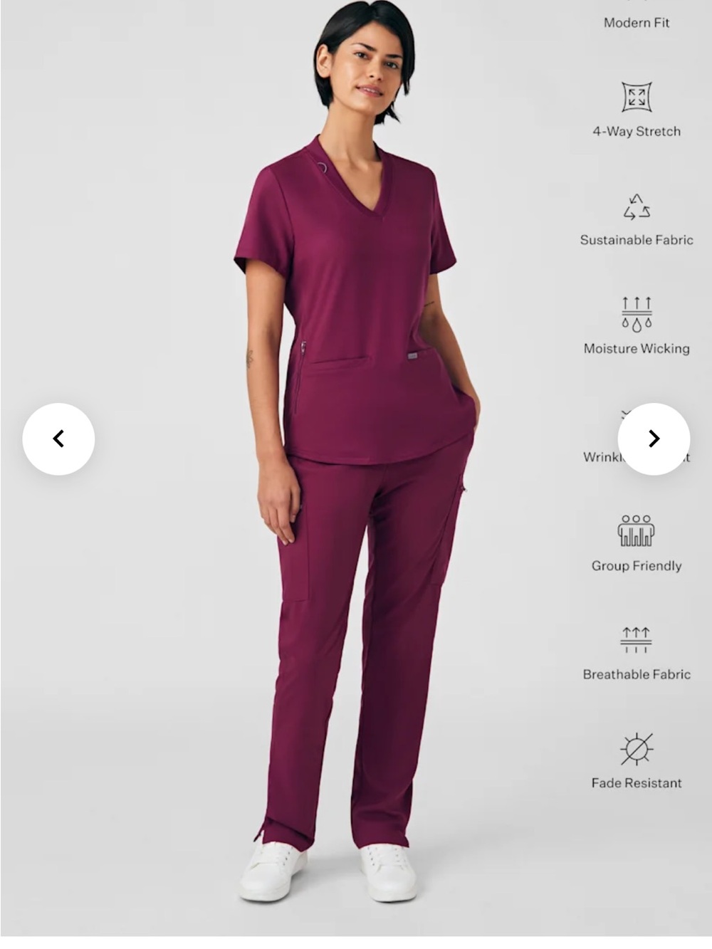 Landau Women's V-Neck Scrub Top in Deep Plum
